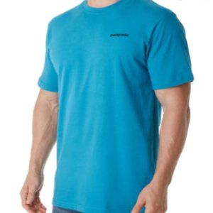 Patagonia Men's Large Regular Fit P-6 Anacapa Blue Crew Neck Logo T-Shirt